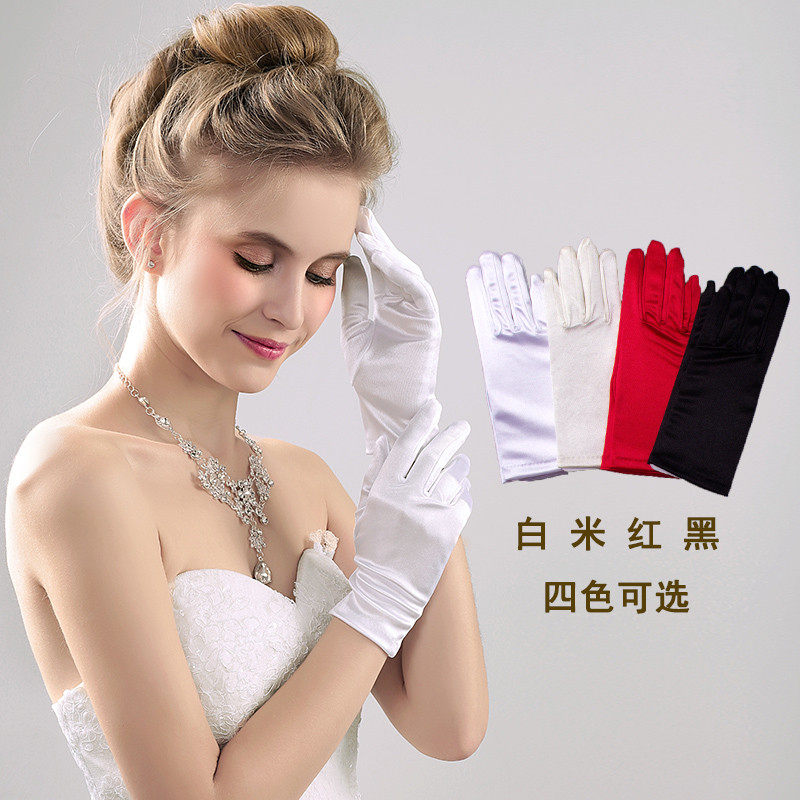 결혼식 새 요정 같은 아름다운 드레스 액세서리 새틴 화이트 긴 장갑 팔꿈치 위 겨울에 따뜻하게 유지 블랙 탄성