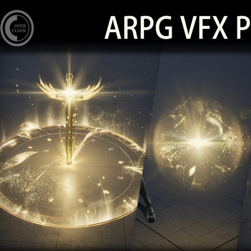 UE5虚幻5.4-5.7 ARPGVFXPack02 金色魔法能量球爆炸魔法攻击特效