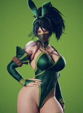 UE5虚幻5 Battle Bunny Akali 英雄联盟兔耳朵阿卡丽角色模型