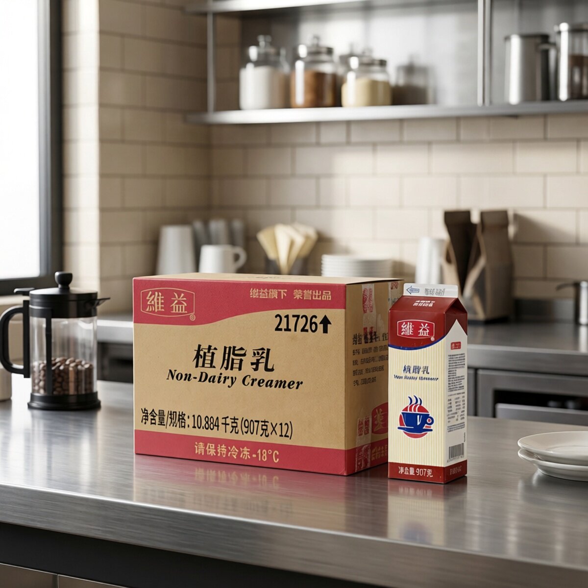 整箱多省包邮维益植脂乳907gx12盒甜品植脂奶油香乳甜品奶茶烘培