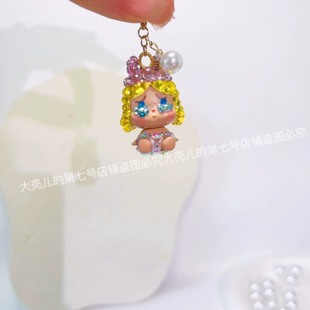 可爱公仔镶钻眼泪娃萌粒拉链扣挂件挂饰钥匙扣手机挂件