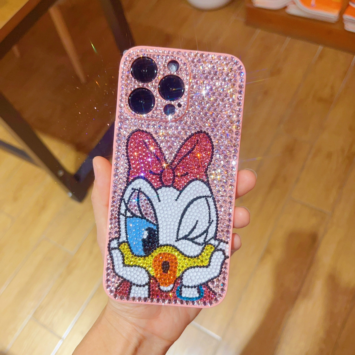 网红适用于iPhone16pro max苹果14手机壳 水钻12可爱卡通鸭子15plus保护套11全包防摔13女
