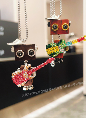 纯手工制作成品镶钻朋克机器人项链木制潮流 创意 时尚 精品 礼物