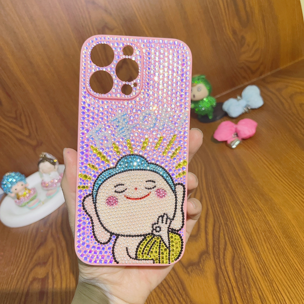 适用于iPhone16pro max苹果13手机壳14plus水钻15粉色佛12镶钻满钻保护套11全包防摔软女