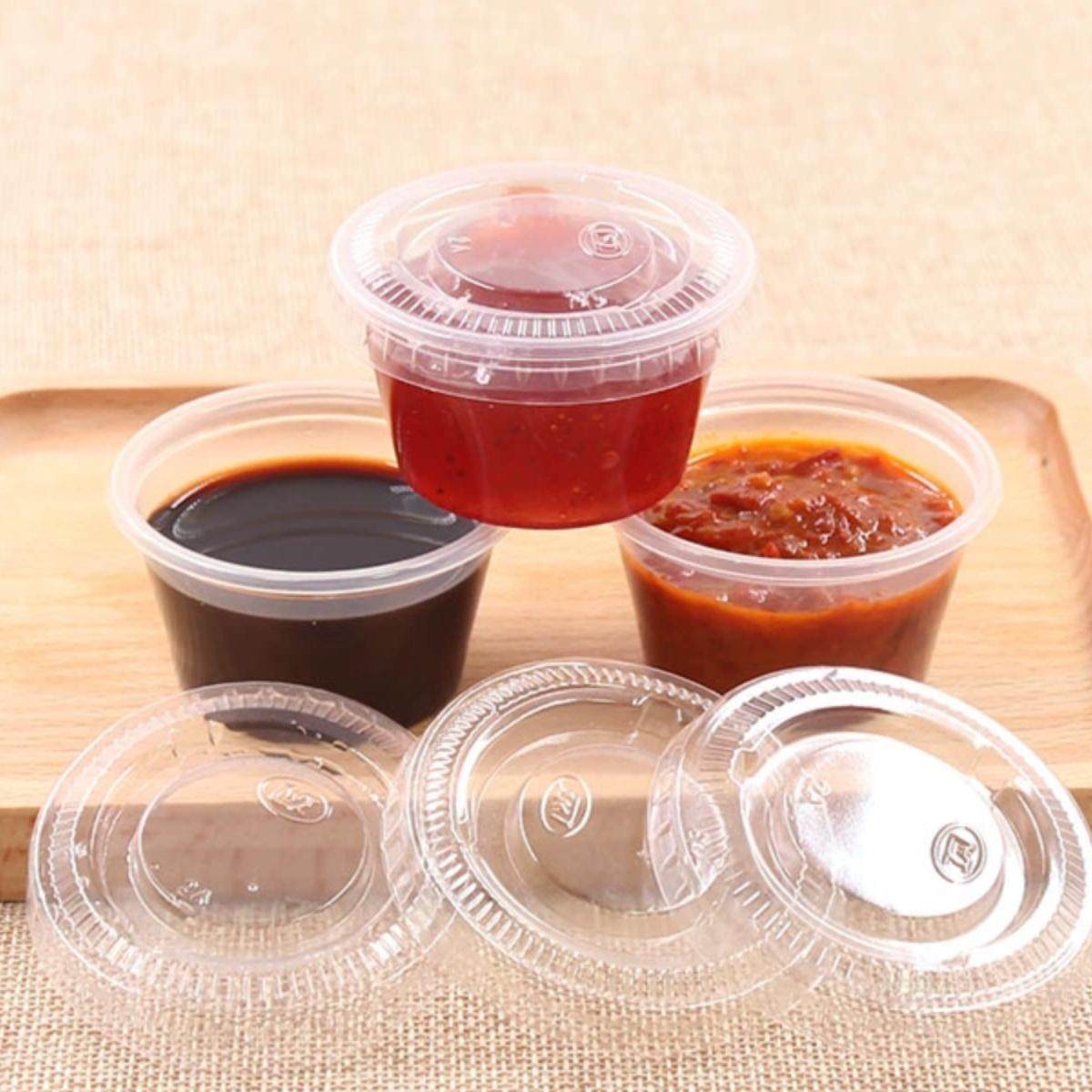 60ML带盖塑料杯外卖酱料杯果冻杯