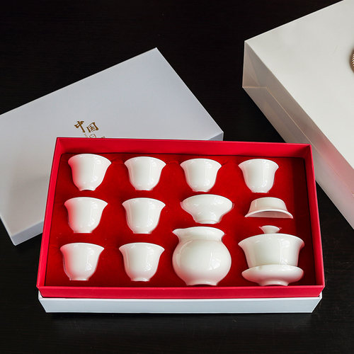 德化高端中式白瓷茶具套装家用纯白功夫羊脂玉瓷茶杯茶壶冲泡盖碗