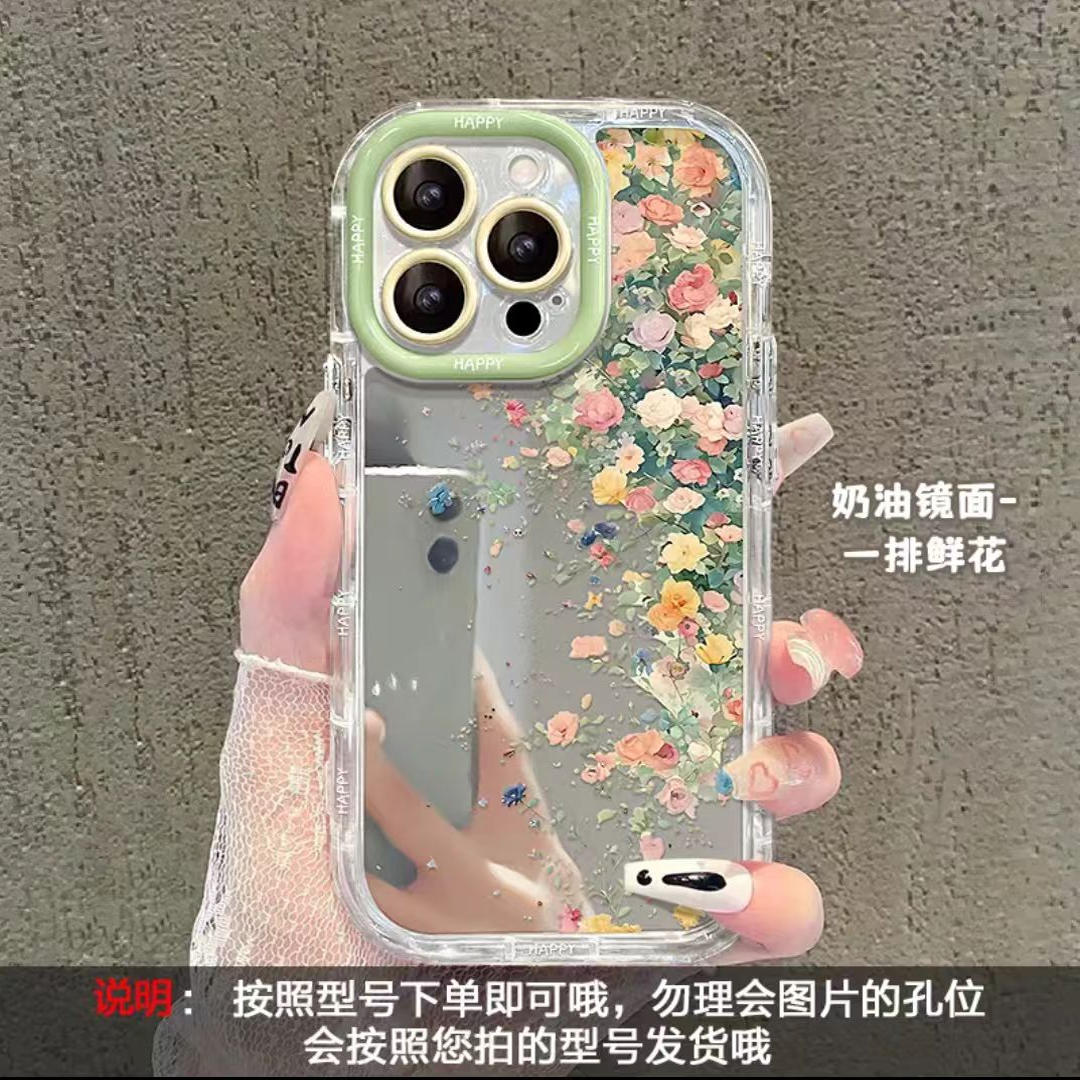 莫奈花墙镜面手机壳适用于苹果17Air16promax情侣iphone14小米15红米k90华为mate80propura90荣耀600vivooppo