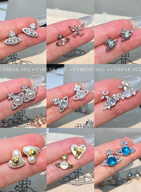 欧美小众设计感高级感土星耳钉女气质小众独特镶钻耳环耳饰合集