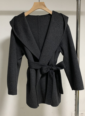 【小禾】实拍专柜正品2025秋冬新款中长收腰羊毛羊绒双面呢大衣女