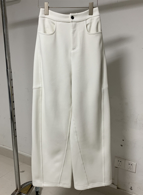 实拍2025冬季新款休闲宽松百搭阔腿显瘦香蕉弯刀束脚卫裤女