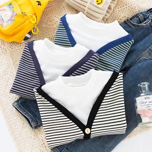 卫衣 中小童长袖 儿童春秋新款 男童帅气宝宝假两件休闲百搭打底衫