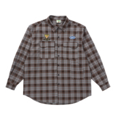 Plaid 高压刺绣拼色格纹长袖 Long PuffFrog Shirt 泡芙蛙新款 衬衫