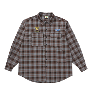 Shirt Long 泡芙蛙新款 高压刺绣拼色格纹长袖 PuffFrog 衬衫 Plaid