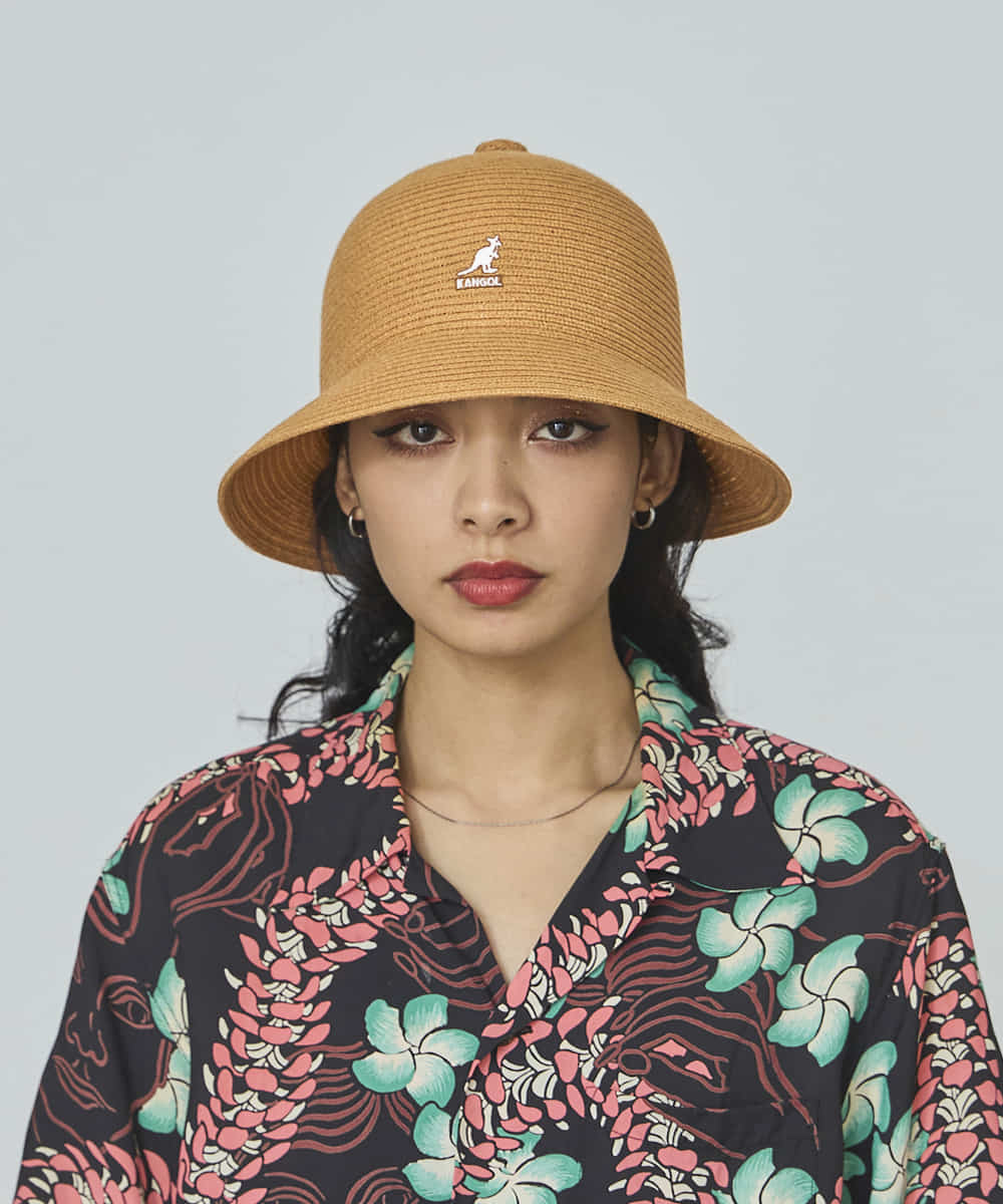 Kangol Braid Casual袋鼠春夏新款彩色编织条纹渐变圆顶渔夫帽