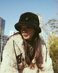 Bucket袋鼠人造羊羔毛防晒保暖平顶渔夫帽 Shearling Kangol Faux