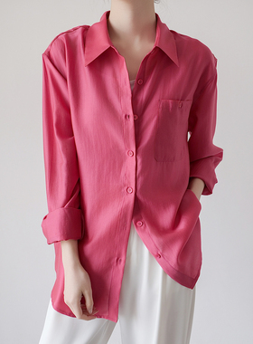 凉感天丝轻薄防晒衬衫女通勤夏季2025新款长袖宽松设计感空调衫