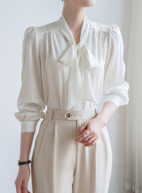 法式优雅蝴蝶结飘带衬衫女25春季新款长袖通勤职业时尚气质上衣