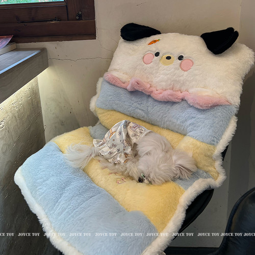 卡通蛋糕狗连体坐垫靠枕一体式办公室椅子久坐椅垫毛绒加厚屁垫