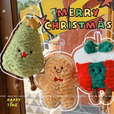 圣诞节姜饼人礼物老人装饰抱枕树玩偶客厅沙发毛绒玩具吸盘小挂件