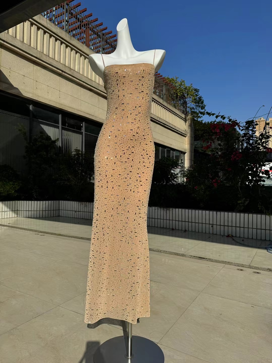  Nude long skirt big diamond spot+L   + $4.72 