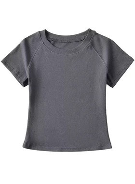 Lifenotes圆领短袖T恤女设计感打底显瘦修身上衣纯色