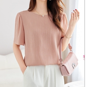 上衣12599022 真丝轻奢桑蚕丝冠乐绉泡泡袖 万兰兰Vanan