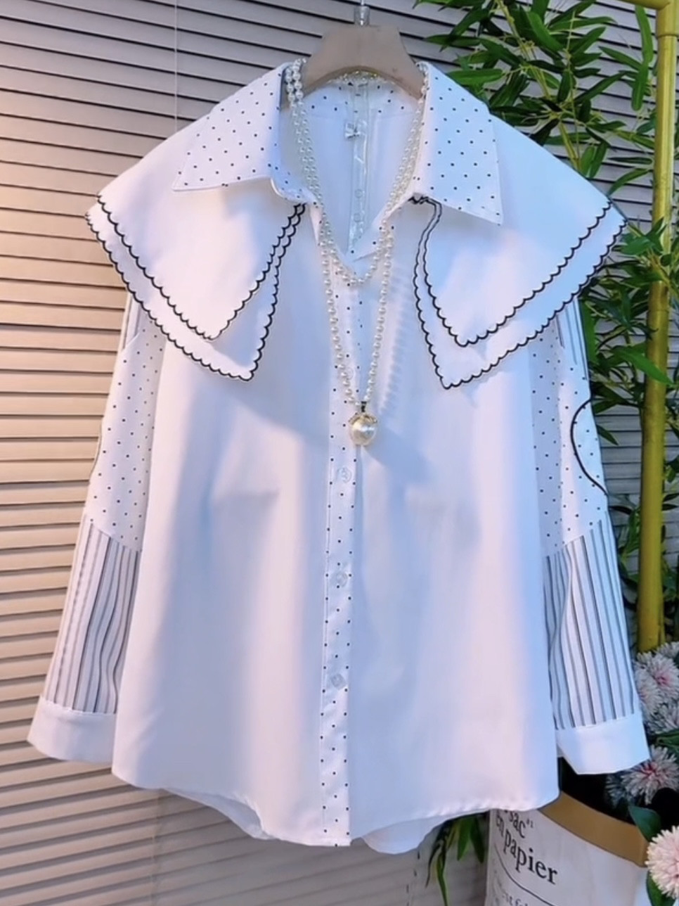 春夏大码女装波点长袖衬衫领口蕾丝洋气减龄薄款打底衫ins上衣潮,女装/女士精品,常规大码外套,淘宝优惠券,粉丝福利购,淘宝优惠卷