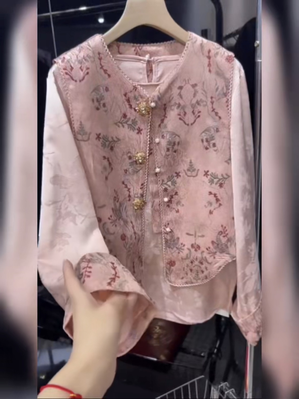 秋冬大码女装新中式国风重工刺绣马甲打底衫套装减龄内搭外穿小众