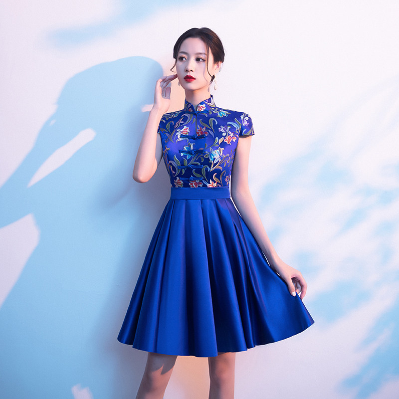 2025春夏季新款伴娘装大合唱修身复古改良版学生聚会年会礼服短裙