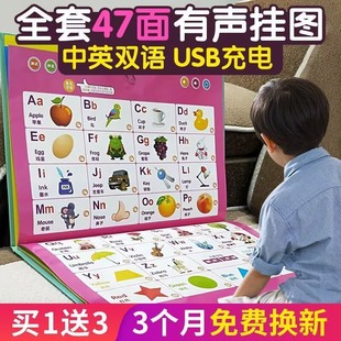 加大中英文点读画本有声挂图拼音英语数字儿歌点读机早教发声挂本