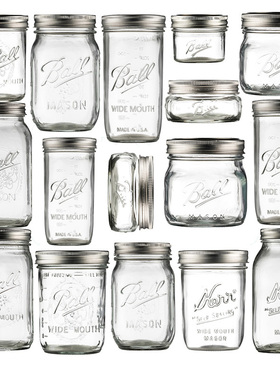 Mason Jar 梅森罐玻璃透明隔夜燕麦早餐杯密封罐奶昔果酱瓶饮料杯