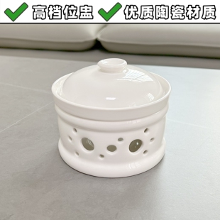 陶瓷位上炖盅泰式盅三件套蜡烛加热保温佛跳墙鲍鱼海参汤盅5.5寸