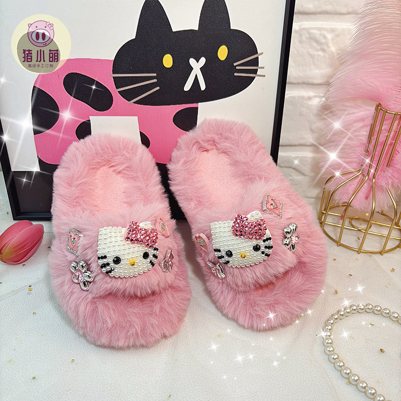 女童网红拖鞋冬款2026新款公主室内家居儿童亲子毛绒棉拖鞋外穿女