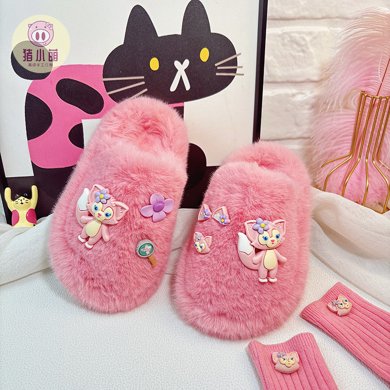 女童中大童可爱粉色包头棉拖鞋儿童拖鞋2025新款今年流行爆款鞋子