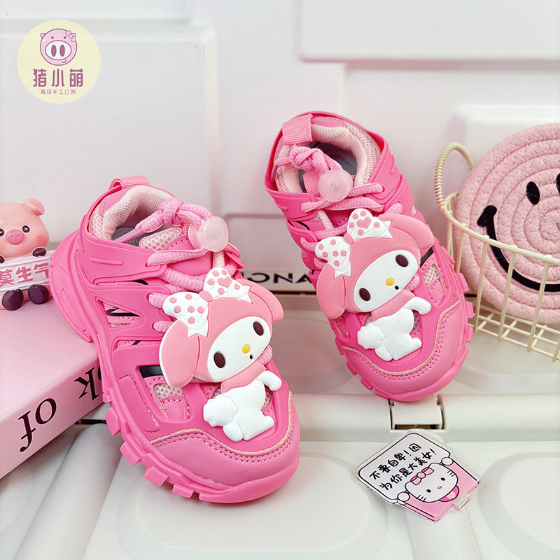 女童玫红色运动鞋儿童中大童鞋子春款2026新款洋气潮酷休闲老爹鞋