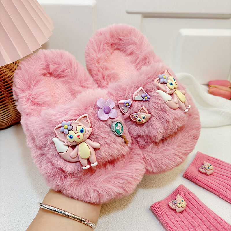 女童公主棉拖鞋家居外穿防滑保暖