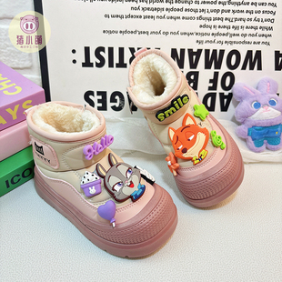 女童巨好看雪地靴中大童儿童女款2025新款冬季防水防滑冬鞋公主风