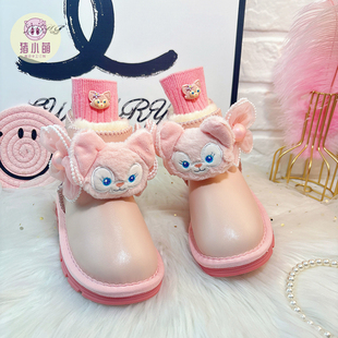 女童加绒雪地靴公主风保暖防水女宝大棉鞋冬季加绒加厚2025年新款