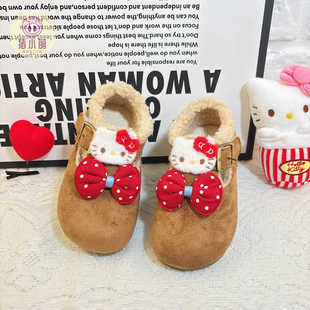 女童中大童加绒勃肯鞋大棉加厚冬厚底加棉儿童豆豆鞋洋气可爱冬鞋