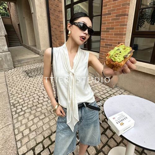 TTIER｜【尼斯周末】夏季新款72醋酸28天丝高级休闲上衣MSL095
