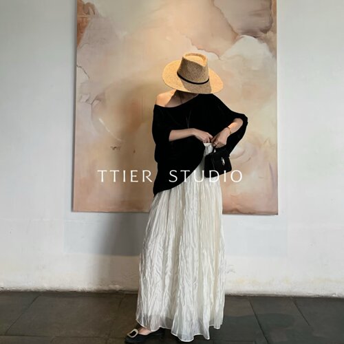 TTIER |【流金岁月】100天丝拉-夫紫标线高级感半身裙MS363