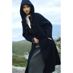 【千克恒温舱】云栖橪1200克纯羊绒大衣长款女冬季连帽外套保暖