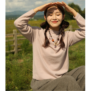 【baby绒】云栖橪小山羊绒打底衫雾粉色加密套头半高领上衣女秋冬