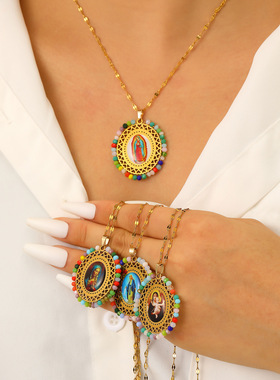 圣光彩虹异域风情钛钢项链