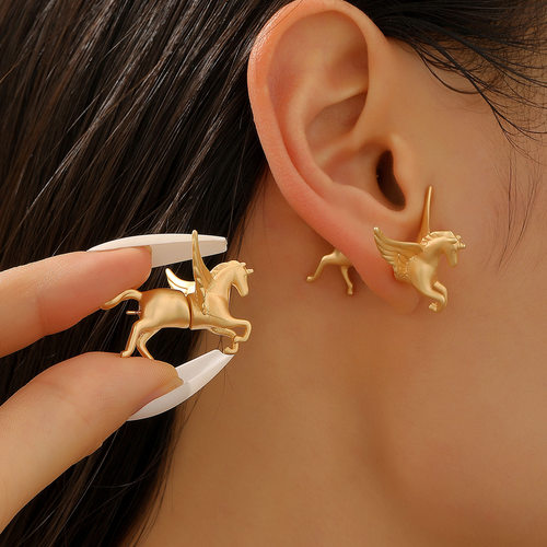 艺术飞马独角兽立体耳钉