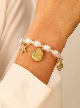 波西米亚金属风海螺贝壳海星手链