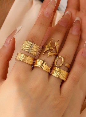 复古街头潮流欧美ins风钛钢戒指