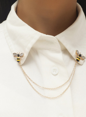 Cicada bee collar needle金蝉造型潮牌知了蜜蜂剪刀衬衫西装领针
