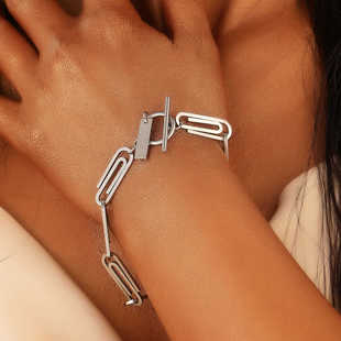 Paper clip bracelet欧美ins极简风回形针手链男女钛钢手环新款潮