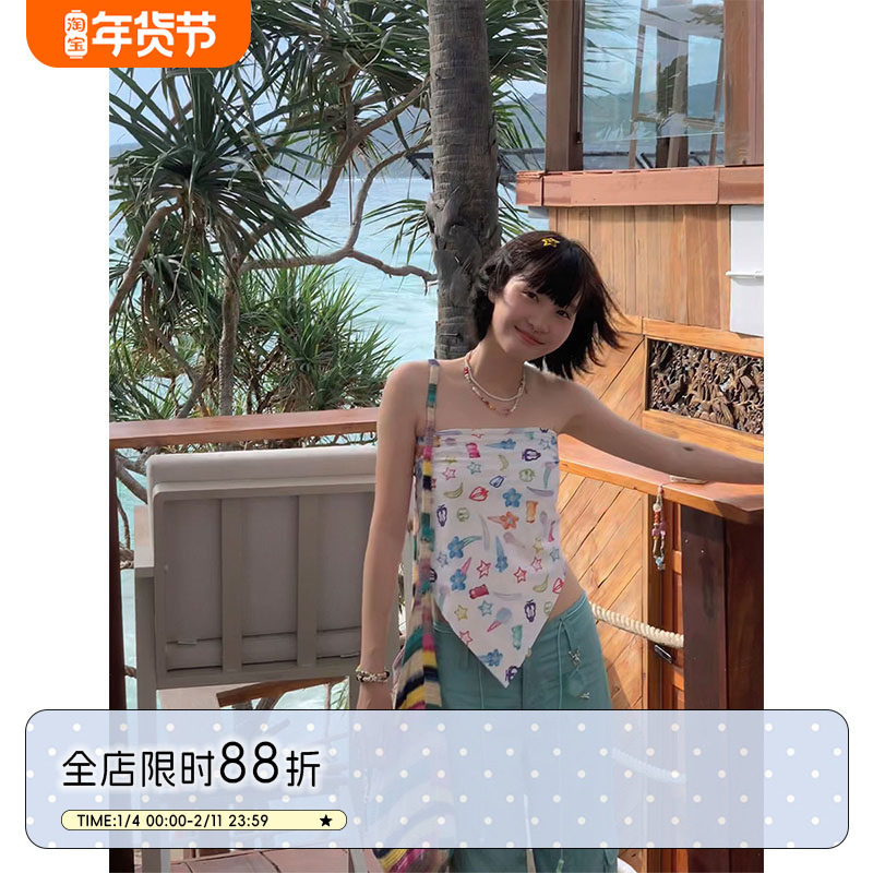 BETWEENAND 彩色夏日满印小糖果发夹方巾,运动包/户外包/配件,头巾/遮耳,淘宝优惠券,粉丝福利购,淘宝优惠卷